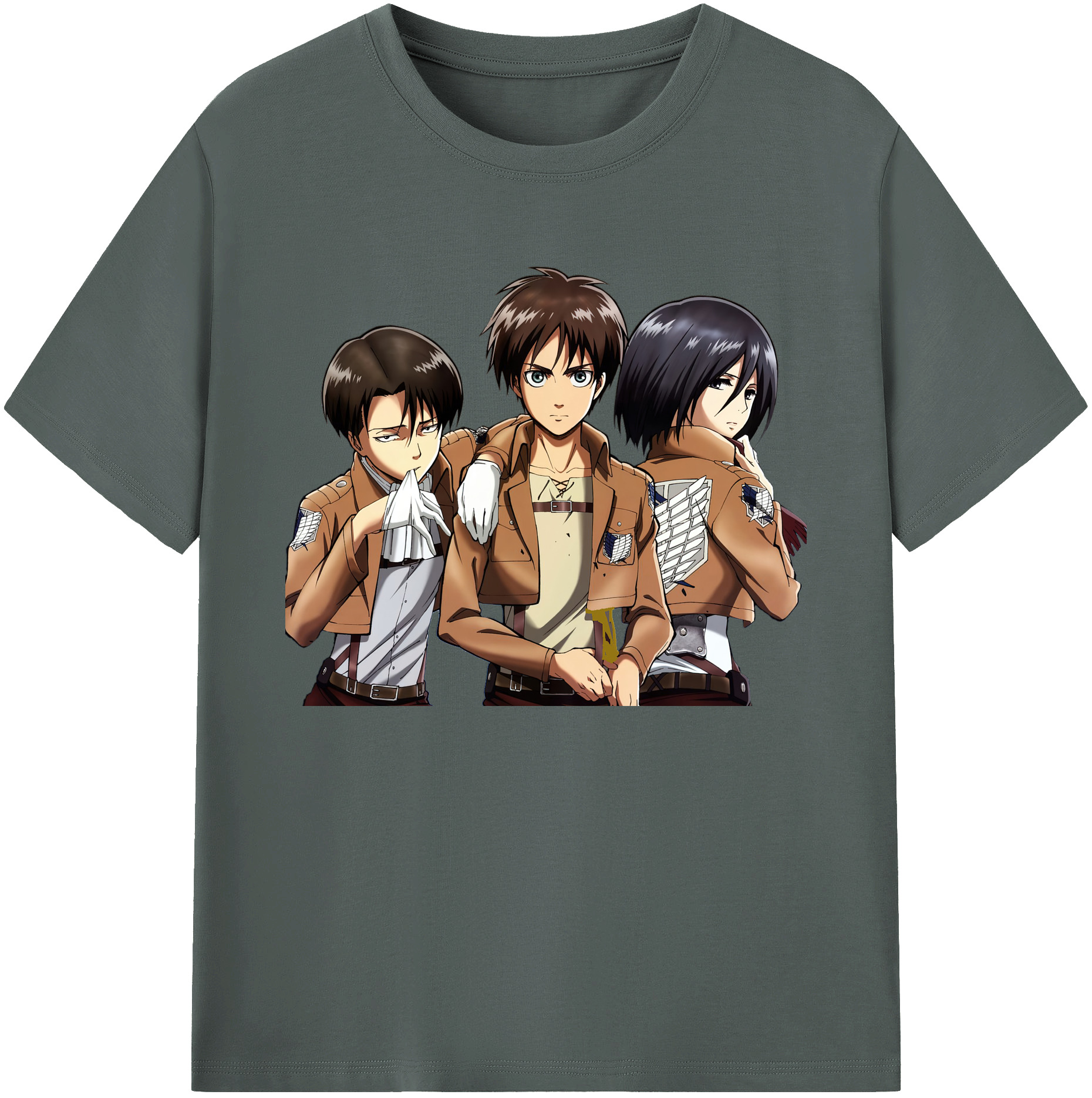 （画像用） 進撃の巨人 エレン･イェーガー Attack on Titan Eren Jäger 綿100％ メンズ半袖Tシャツ｜肌触りやわらか＆通気性